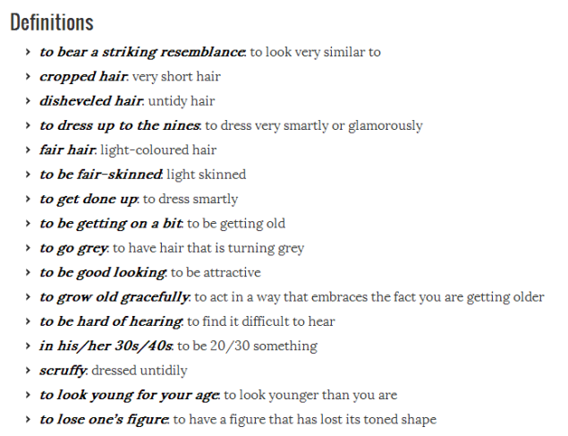 Physical Appearance Vocabulary (SOURCE: ieltsspeaking.co.uk)