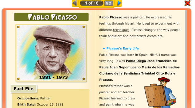 CLICK TO VIEW Online Biographies For Kids to Read (SOURCE: turtlediary.com)