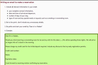 Writing - An email to a hotel manager to make a reservation (SOURCE: myenglishpages.com)