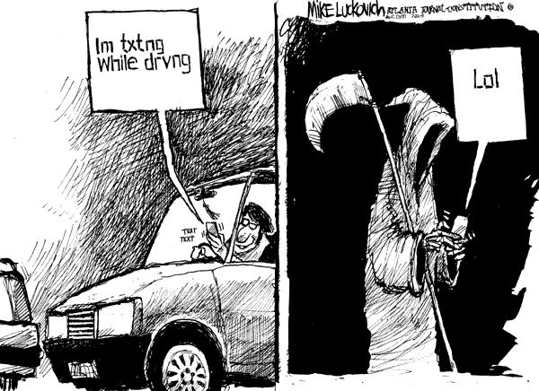 TEXTING WHILE DRIVING (SOURCE: cagle.com)
