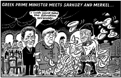 Greek PM Meets Sarkozy and Merkel (SOURCE: englishblog.com) CLICK TO VIEW COMMENTARY