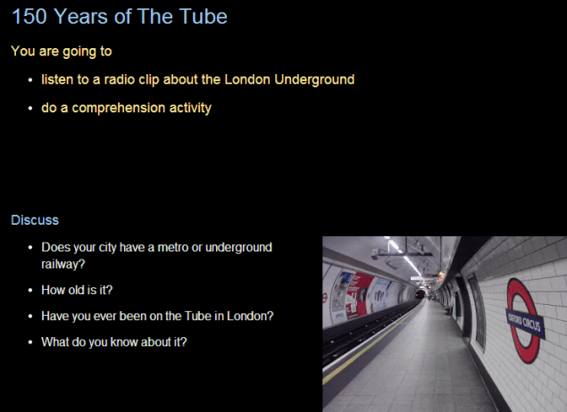 150 Years of The Tube -lesson plan (SOURCE:efllecturer.blogspot.fr) 