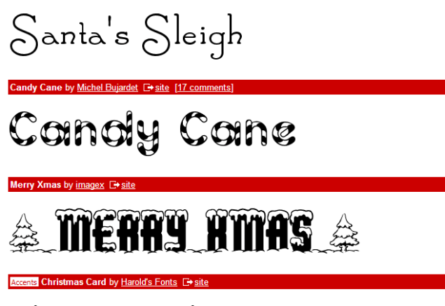 Christmas Fonts (SOURCE: dafont.com)