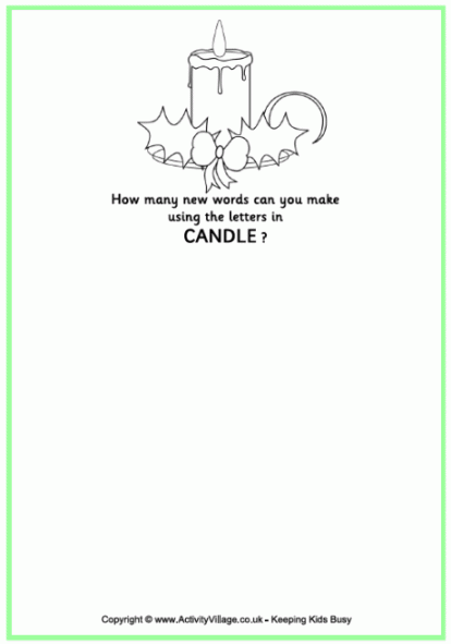 How many new words candle (SOURCE: activityvillage.co.uk)