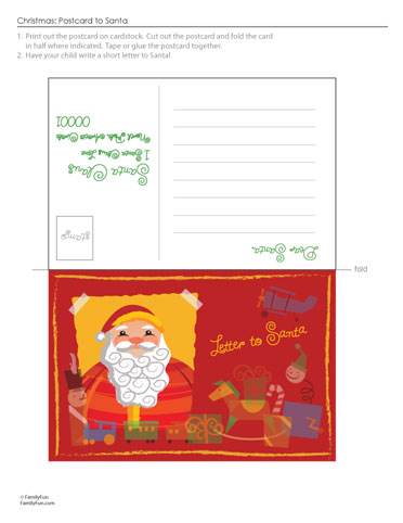 Write a Post Card to Santa (SOURCE: familyfun.go.com)