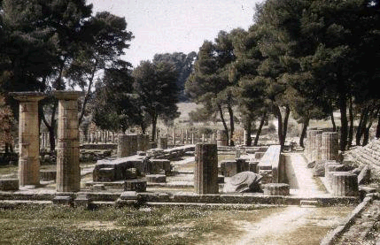 The temple of Hera in Olympia, Greece