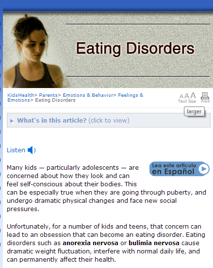 AUDIO TEXT- CLICK TO VIEW (SOURCE: kidshealth.org)