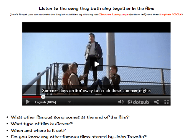 SUMMER NIGHTS. Grease (SOURCE: englishstuffesl.blogspot.gr)