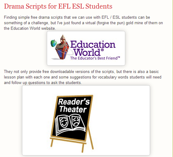 Drama Scripts for EFL ESL Students by Nik Peachey (SOURCE: quickshout.blogspot.gr)
