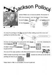 Jackson Pollock- Worksheet by amypiccy (SOURCE: eslprintables.com)