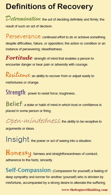 Defining Recovery (SOURCE: thebeginwithinblog.com)