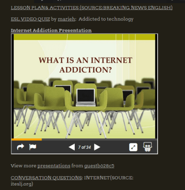 CHESTNUT ESL/EFL OLDER POST: INTERNET ADDICTION