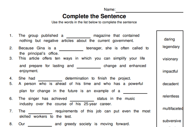 worksheet